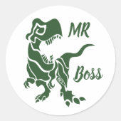 Green Trex the Boss Dino Runder Aufkleber (Vorderseite)
