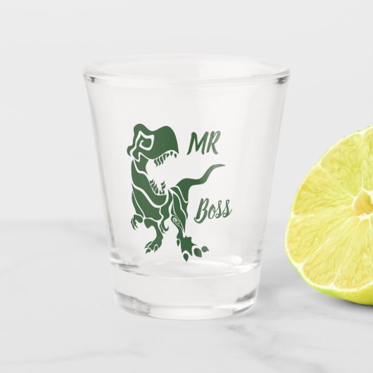 Green Trex the Boss Dino Schnapsglas (Vorderseite)