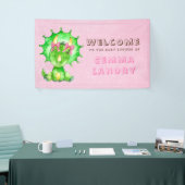 Green Triceratops Girl Baby Dusche Willkommen Banner (Messeveranstaltung)