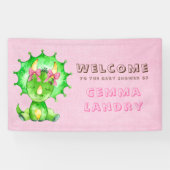 Green Triceratops Girl Baby Dusche Willkommen Banner (Horizontal)