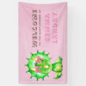 Green Triceratops Girl Baby Dusche Willkommen Banner (Vertikal)