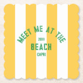 Green trifft mich am Strand gelben Cabana Streifen Untersetzer (Vorderseite)
