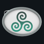 Green Triskele Altes keltisches Symbol Ovale Gürtelschnalle<br><div class="desc">Green Triskele Symbol. Das Symbol Triskele oder Triskelion besteht aus drei Spiralen oder drei Armen,  die miteinander verflochten sind,  als ob es sich von seiner Mitte aus bewegt. Dieses keltische Symbol der Bewegung oder Handlung repräsentiert die drei Welten: die Himmelswelt,  die physische und die spirituelle.</div>