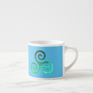 Green Triskele Ancient Celtic Symbol Sky Blue Espressotasse