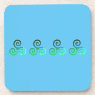 Green Triskele Ancient Celtic Symbol Sky Blue Getränkeuntersetzer