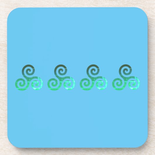 Green Triskele Ancient Celtic Symbol Sky Blue Getränkeuntersetzer (Vorderseite)