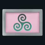 Green Triskele Antikes keltisches Symbol Rosa Rechteckige Gürtelschnalle<br><div class="desc">Green Triskele Symbol. Das Symbol Triskele oder Triskelion besteht aus drei Spiralen oder drei Armen,  die miteinander verflochten sind,  als ob es sich von seiner Mitte aus bewegt. Dieses keltische Symbol der Bewegung oder Handlung repräsentiert die drei Welten: die Himmelswelt,  die physische und die spirituelle.</div>