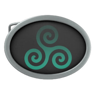 Green Triskele Antikes keltisches Symbol Schwarz Ovale Gürtelschnalle