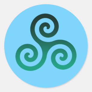 Green Triskele Pale Blue Runder Aufkleber