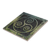 Green Triskelion & Maple Leaf keltische Grenze Fliese (Seite)