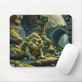 Green Troll Under a Stone Bridge Mousepad (Mit Mouse)