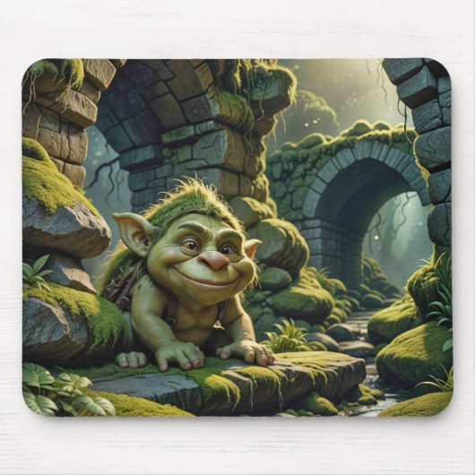 Green Troll Under a Stone Bridge Mousepad (Vorne)