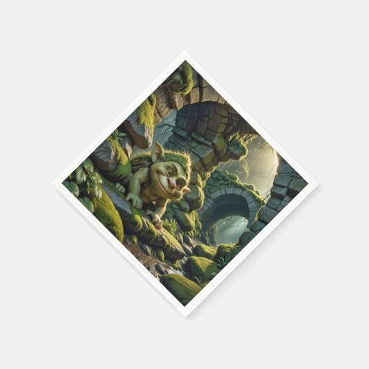 Green Troll Under a Stone Bridge Serviette (Ecke)