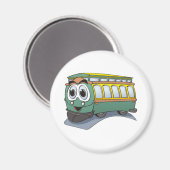 Green Trolley Cartoon Magnet (Vorderseite/Rückseite)