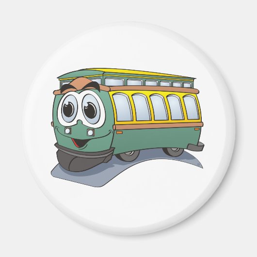 Green Trolley Cartoon Magnet (Vorne)