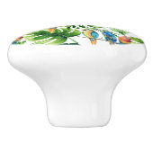 Green Tropical Blätter & Birds Summer Island Keramikknauf (Seitenansicht)