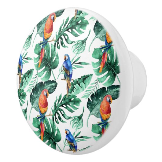Green Tropical Blätter & Birds Summer Island Keramikknauf (Rechts)