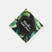 Green Tropical Blätter Black Elegantes Hochzeitsfe Serviette (Ecke)