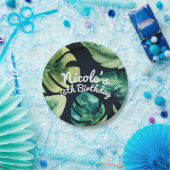 Green Tropical Blätter Black Elegantes Sommer-Part Pappteller (Party)