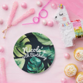 Green Tropical Blätter Black Elegantes Sommer-Part Pappteller (Party)