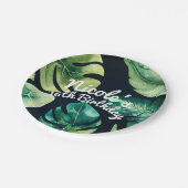 Green Tropical Blätter Black Elegantes Sommer-Part Pappteller (Schrägansicht)