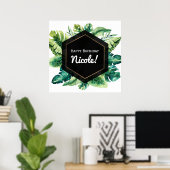 Green Tropical Blätter Black Wedding Banner Poster (Heimbüro)