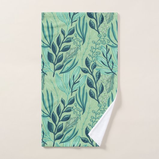Green Tropical Blätter Karibik Foliage Print Handtuch (Handtuch)