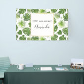 Green Tropical Blätter Muster glücklich Geburtstag Banner (Messeveranstaltung)