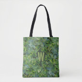 Green Tropical Blätter Muster Mit Monogramm Tote T Tasche (Vorderseite)