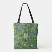 Green Tropical Blätter Muster Mit Monogramm Tote T Tasche (Rückseite)
