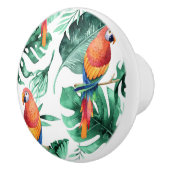 Green Tropical Blätter & Parrots Summer Island Keramikknauf (Rechts)