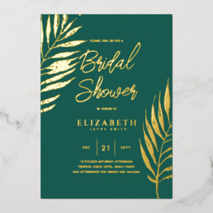 Green Tropical Disco BRAUTPARTY Gold Blätter Folieneinladung