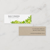 GREEN TROPICAL FERN FAUNA EARRING STUD DISPLAY MINI VISITENKARTE (Vorne/Hinten)