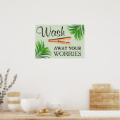 Green Tropical Funny Wäsche Room Zeichen Poster (Küche)