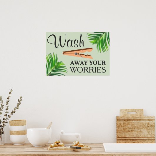 Green Tropical Funny Wäsche Room Zeichen Poster (Küche)
