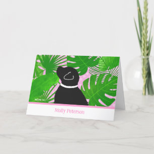 Green Tropical Island Black Dog Custom Cards Dankeskarte