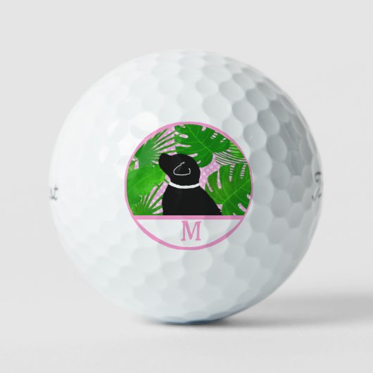 Green Tropical Island Black Dog Golf Ball (Vorderseite)