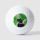 Green Tropical Island Black Dog Golf Balls Golfball (Vorderseite)