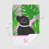 Green Tropical Island Black Dog Golf Handtuch (Insitu)