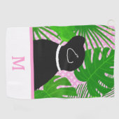 Green Tropical Island Black Dog Golf Handtuch (Horizontal)
