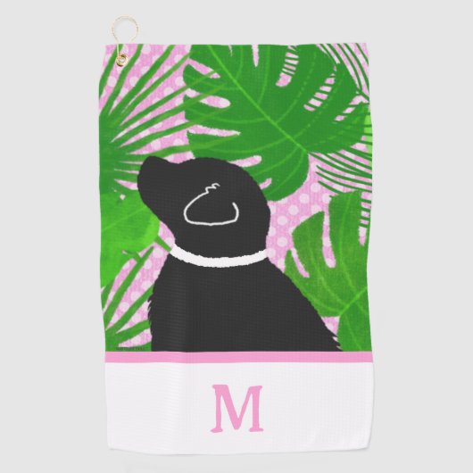 Green Tropical Island Black Dog Golf Handtuch (Vorderseite)