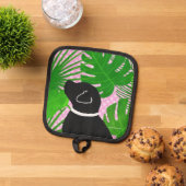 Green Tropical Island Black Dog Pot Holder Topflappen (Oben Unten)