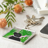 Green Tropical Island Black Dog Schlüsselanhänger (Seite)