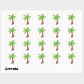 Green Tropical Island Palm Tree Beach Party Quadratischer Aufkleber (Blatt)