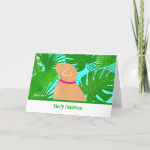 Green Tropical Island Yellow Dog Custom Cards Dankeskarte