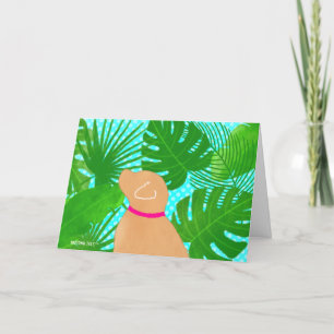 Green Tropical Island Yellow Dog Danke, Cards Dankeskarte