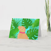 Green Tropical Island Yellow Dog Danke, Cards Dankeskarte (Vorderseite)