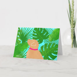 Green Tropical Island Yellow Dog Danke, Cards Dankeskarte