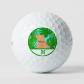 Green Tropical Island Yellow Dog Golf Ball (Vorderseite)