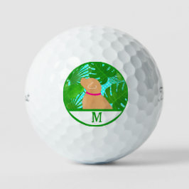 Green Tropical Island Yellow Dog Golf Ball
